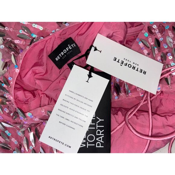 Retrofete Annistyn Dress in Fondant Pink Large New Womens Mini Embellished - Picture 11 of 15